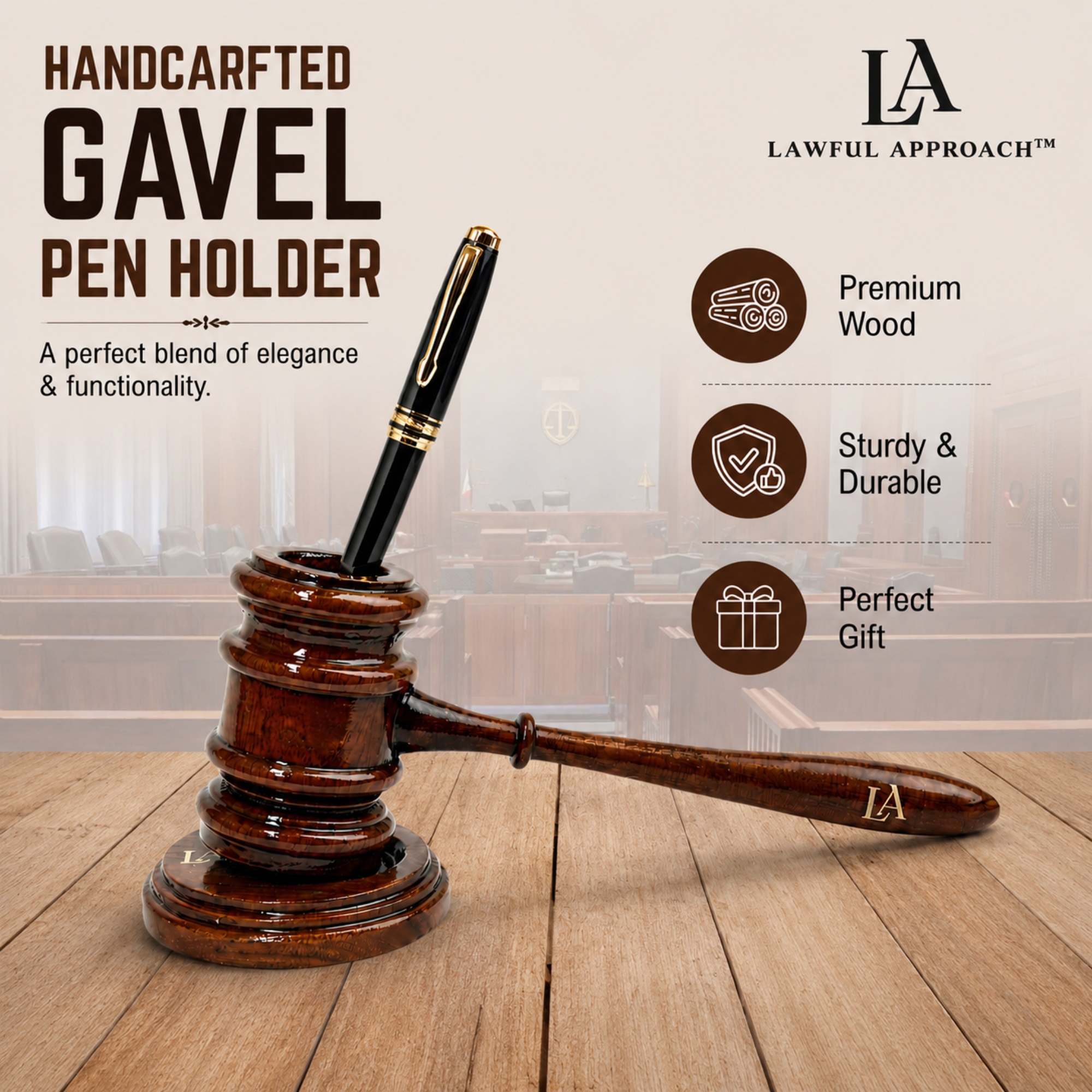 Lawful Approach Wooden Gavel Executive Gift Set | - Image 2