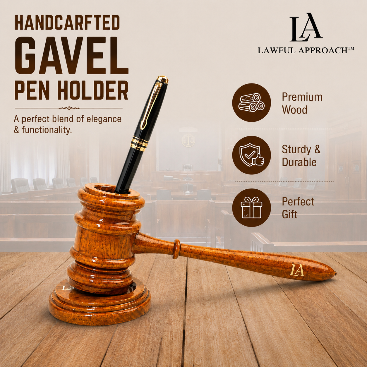 Lawful Approach Wooden Gavel Executive Gift Set || - Image 2